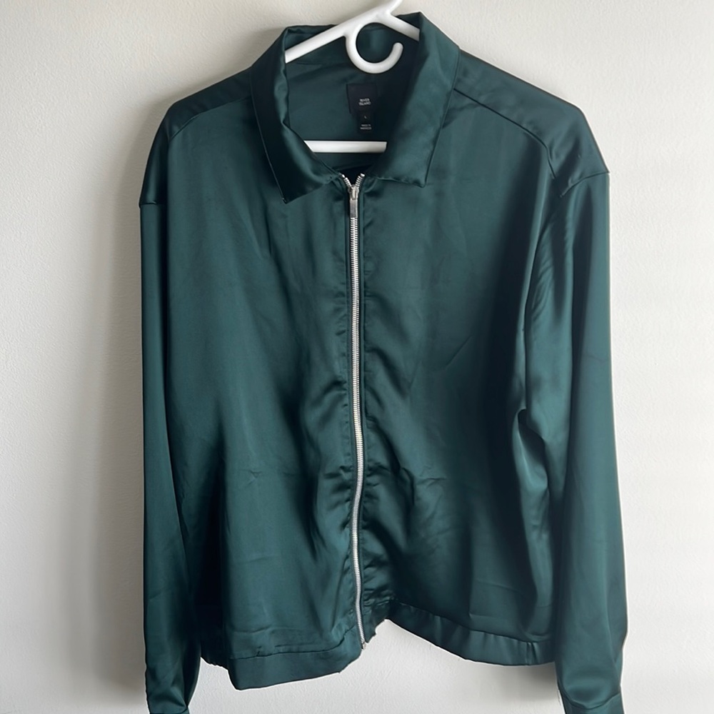Men’s emerald green river island silk shirt jacket